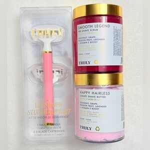 TRULY Smooth Legend Scrub and Happy Hairless Shave Butter w/Razor